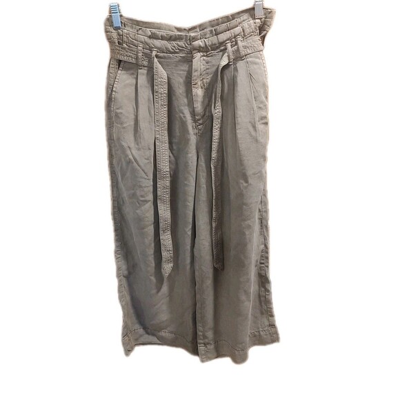 American Eagle Pants Women's 8 Green High Rise Wide Leg Crop Beach Boho Y2K - Picture 1 of 11